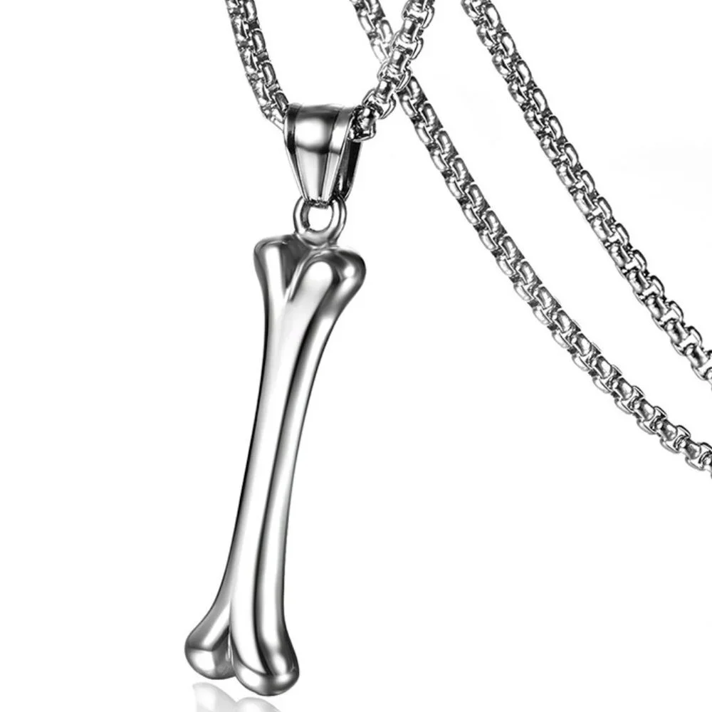 ❤️Fashion stainless steel dog bone skeleton pendant necklace for men, N90201P229